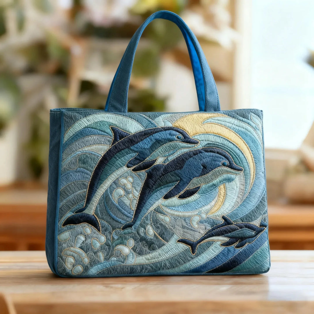 Sac artisanal dauphin de l'océan fait main – design marin joyeux – Aveline Lyon