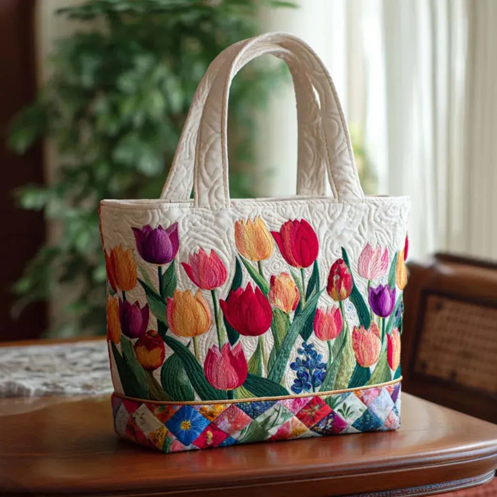 Sac artisanal jardin de tulipes fait main – design fleuri et coloré – Aveline Lyon