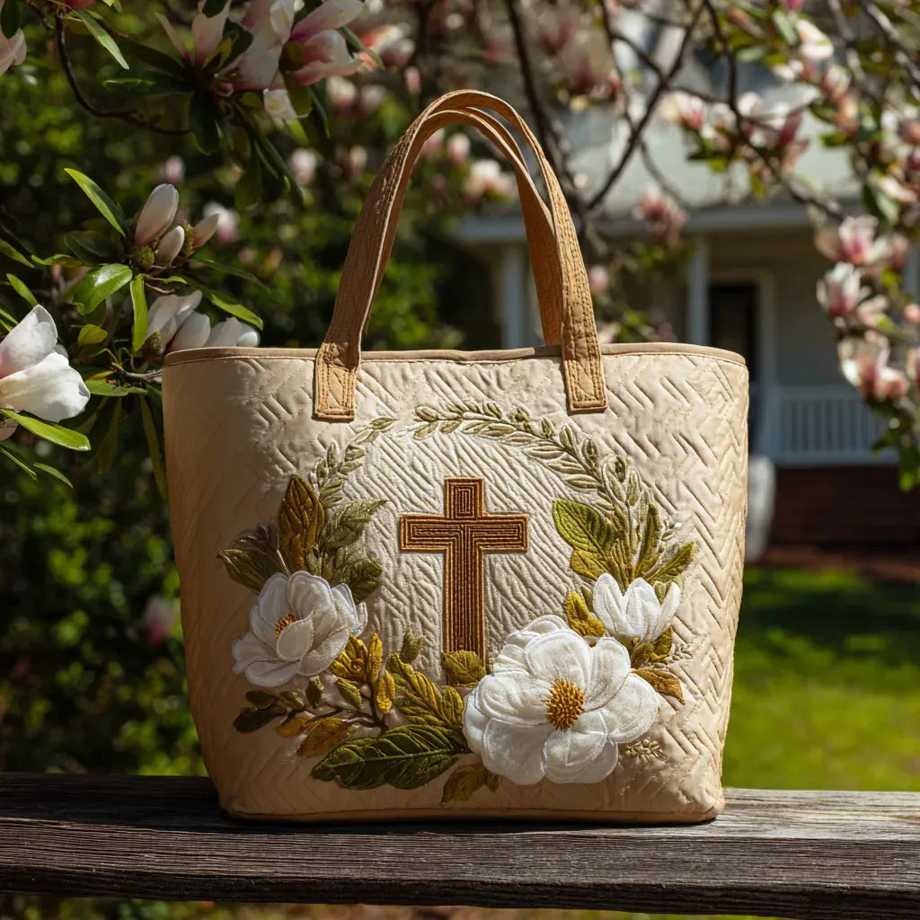 Sac artisanal croix sacrée fait main – design spirituel et symbolique – Aveline Lyon