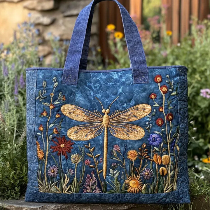 Sac artisanal libellule dorée fait main – design nature lumineux – Aveline Lyon