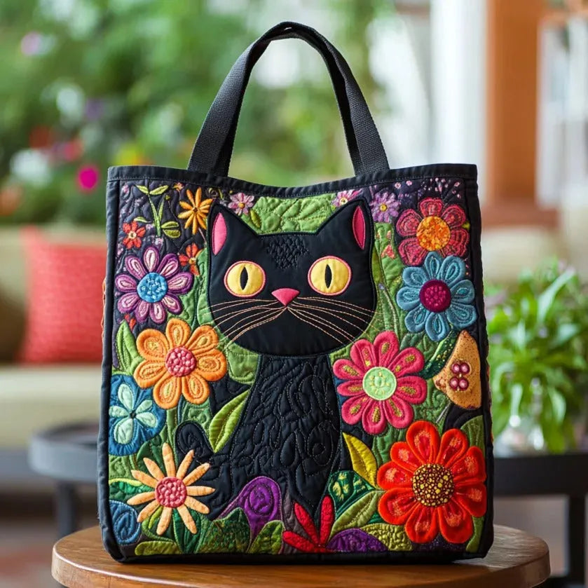 Sac artisanal charmant chat noir fait main – design félin élégant – Aveline Lyon