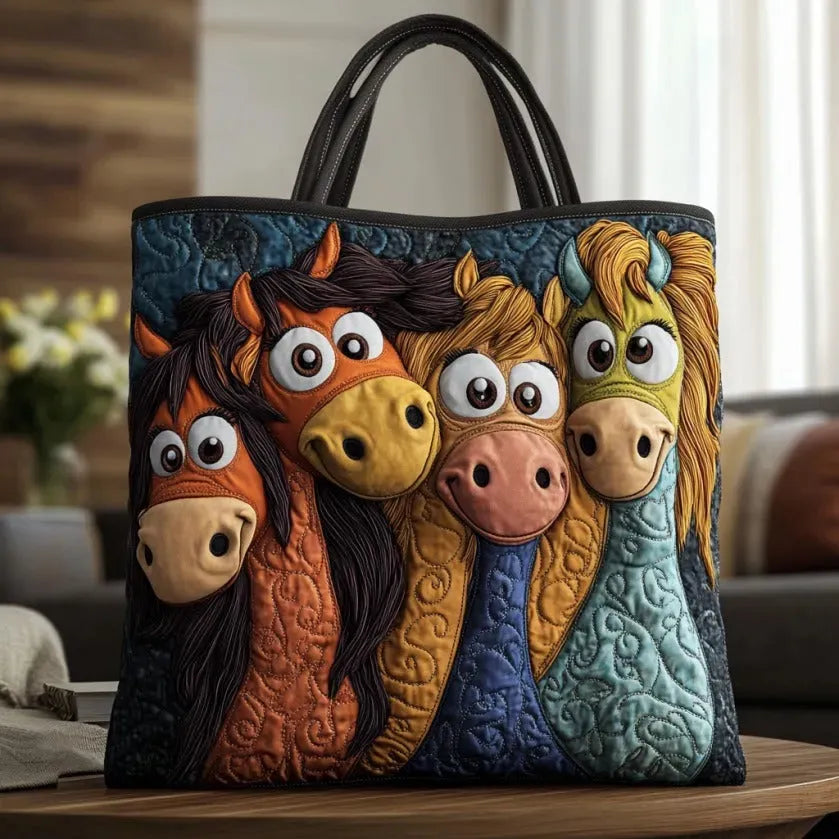 Sac artisanal poneys amusants fait main – design animalier coloré – Aveline Lyon