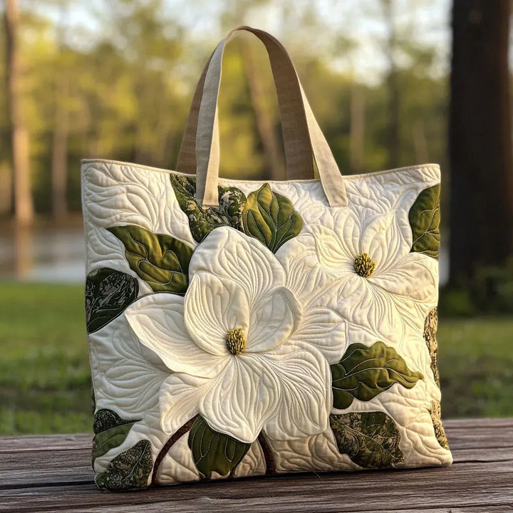 Sac artisanal élégants lys blancs fait main – design floral raffiné – Aveline Lyon