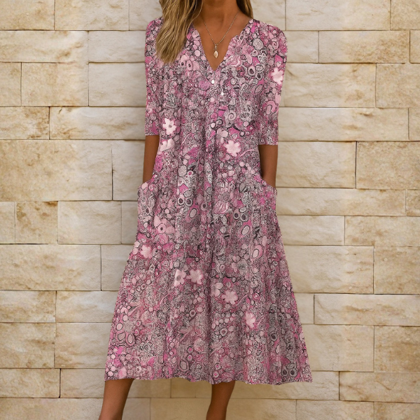 Juliette - Robe midi fluide à encolure en V