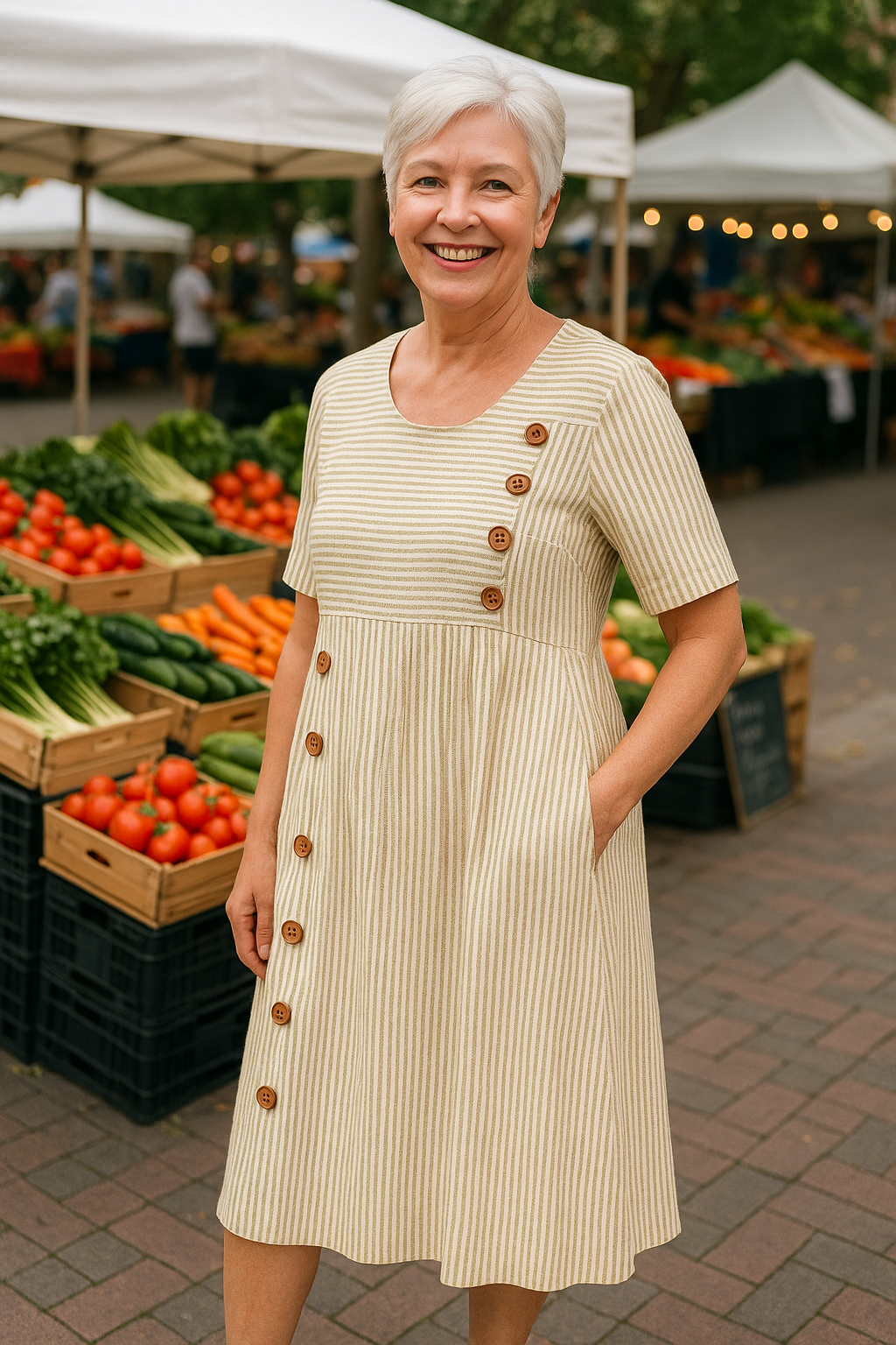 Emma - Robe midi décontractée à boutons