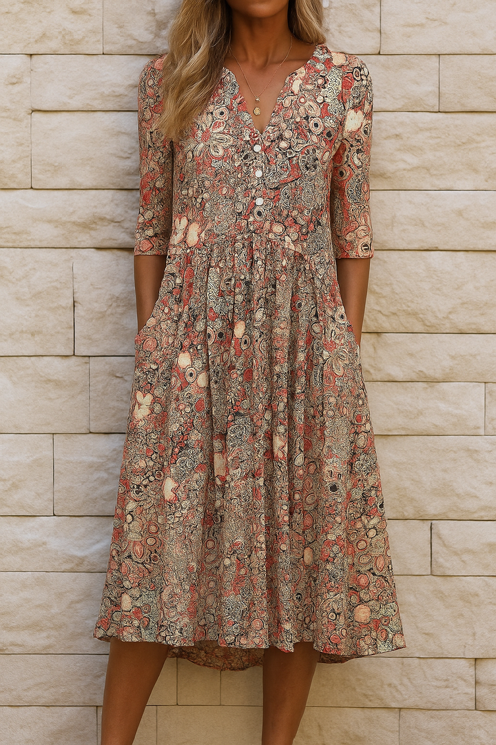 Juliette - Robe midi fluide à encolure en V