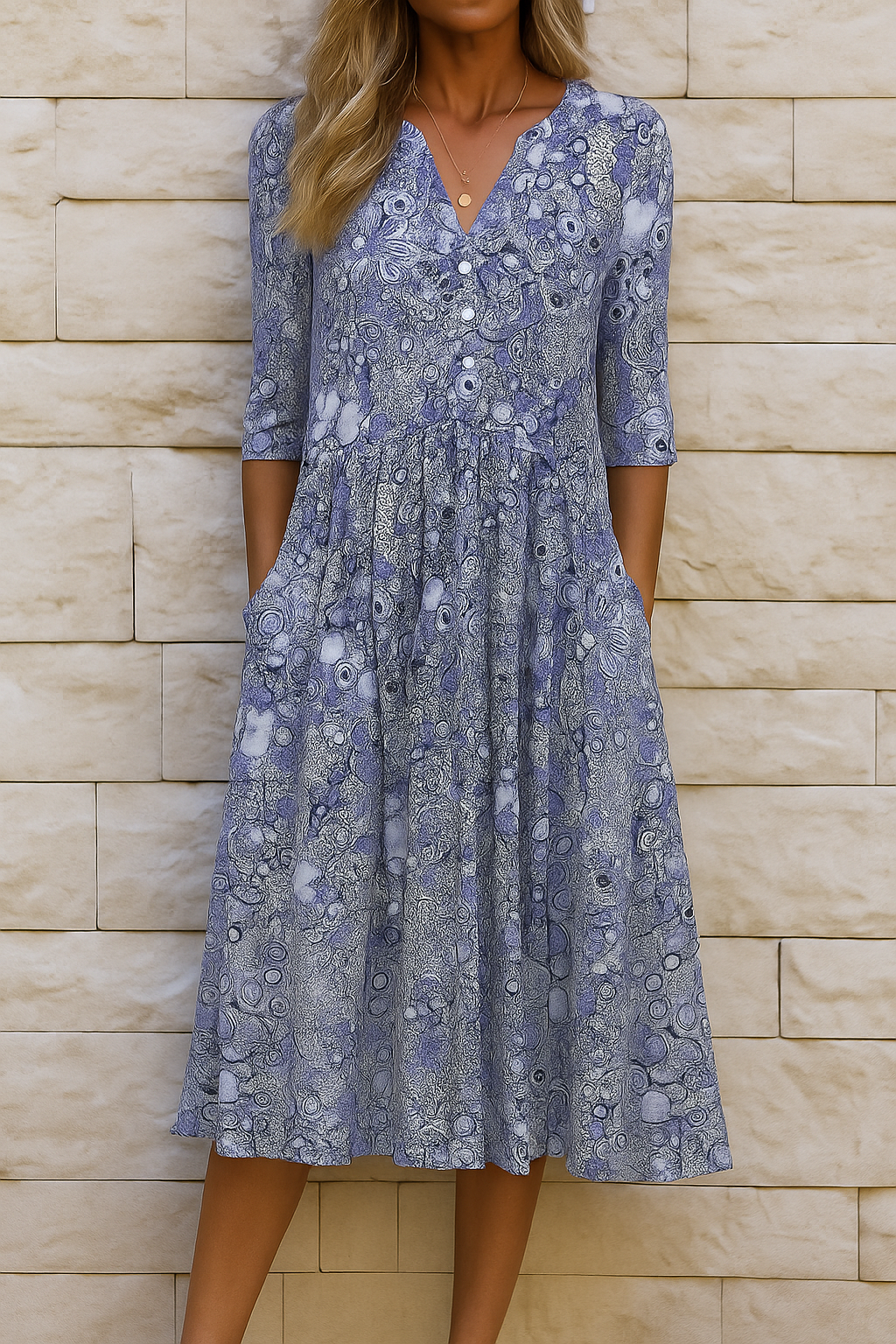 Juliette - Robe midi fluide à encolure en V