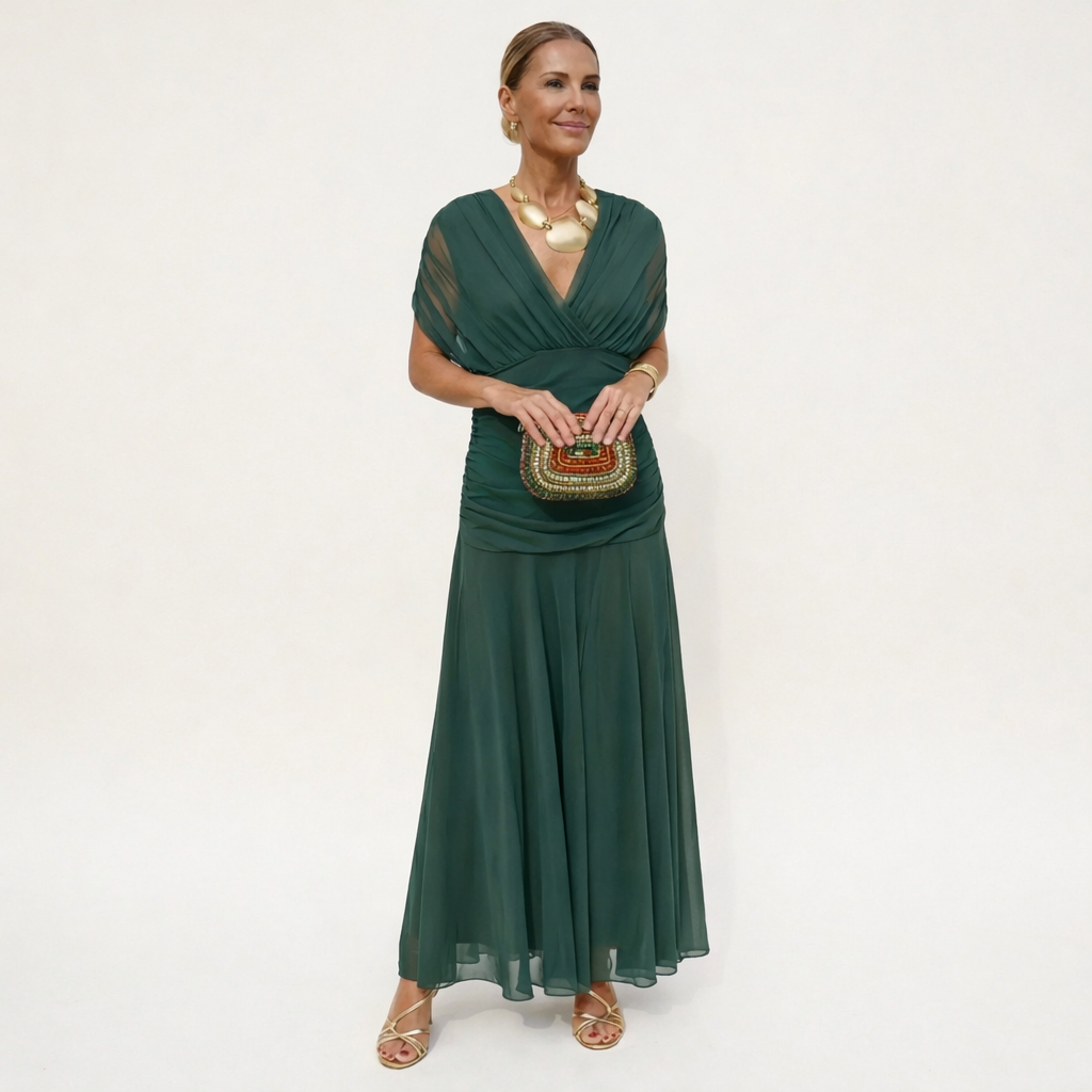 Velora™ | Robe Longue Fleurie avec Décolleté en V