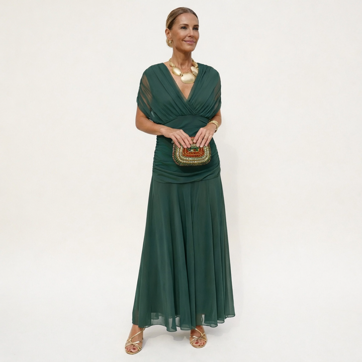 Velora™ | Robe Longue Fleurie avec Décolleté en V