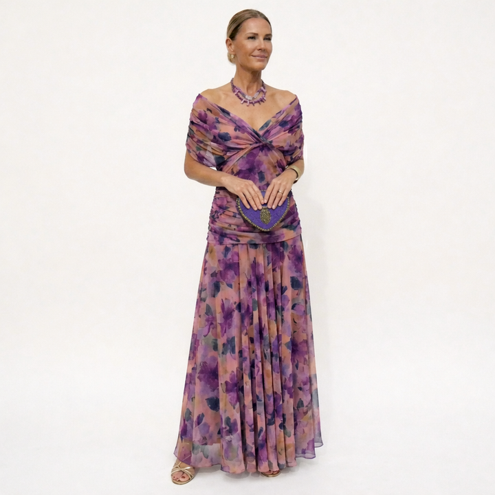 Velora™ | Robe Longue Fleurie avec Décolleté en V