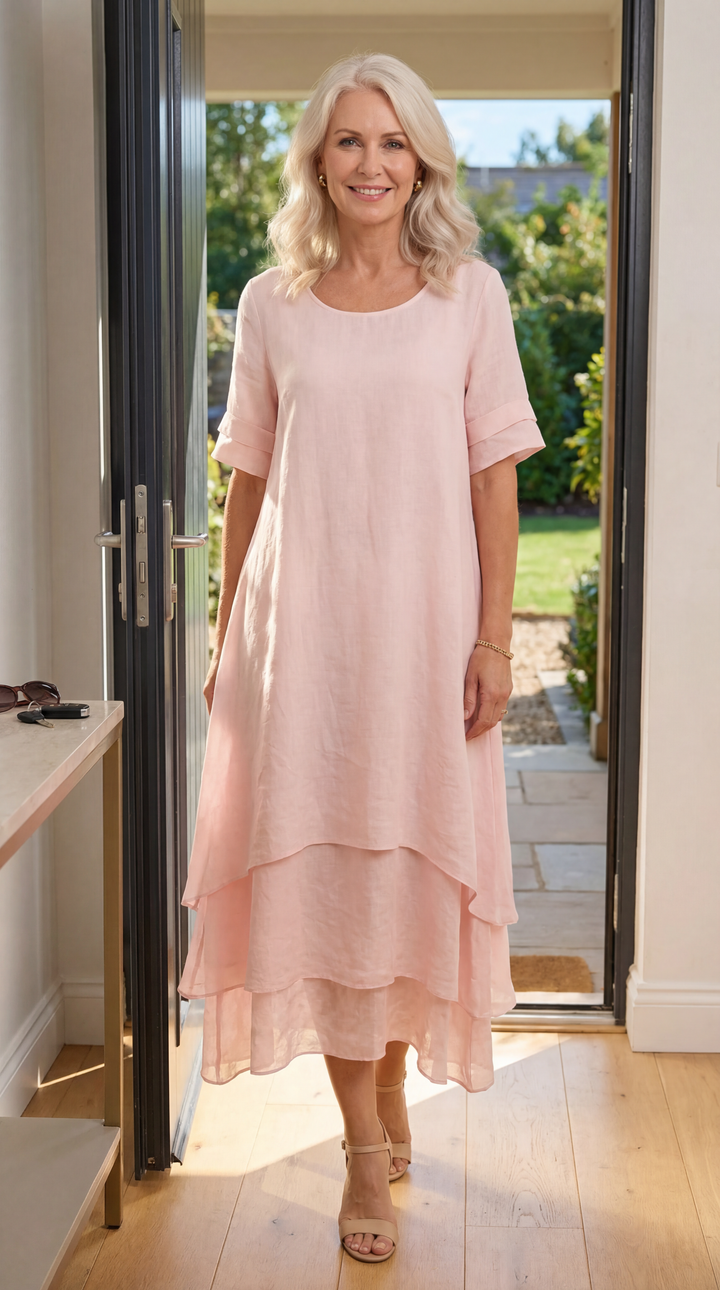 Léa - Robe midi fluide à volants légers