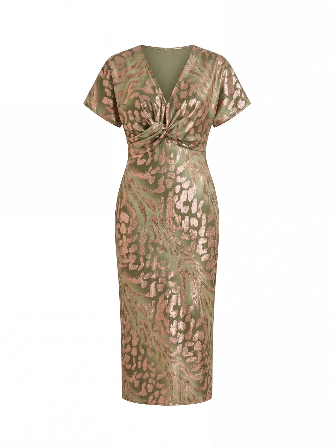 Camille - Robe midi élégante à encolure en V et nœud sur le devant