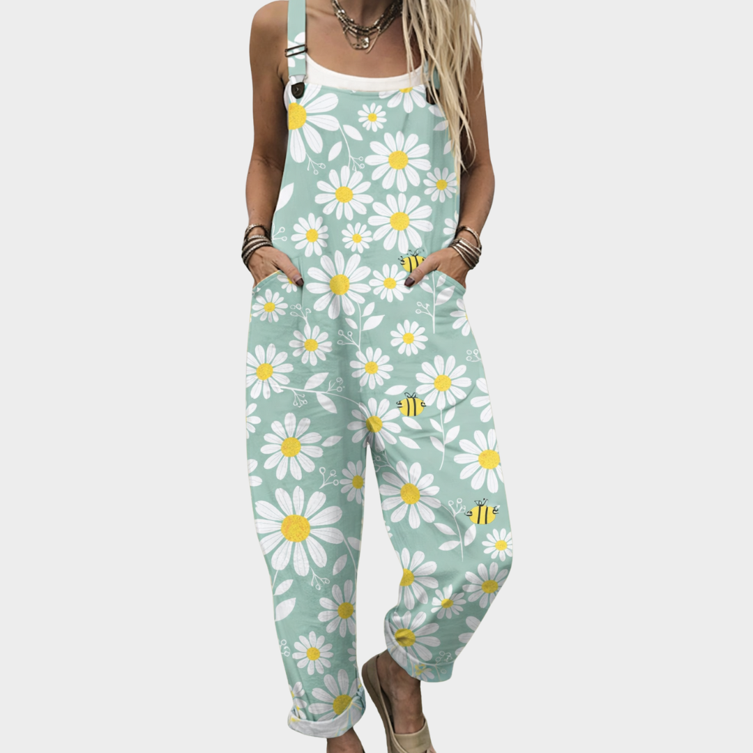 Pantalon à bretelles imprimé et confortable