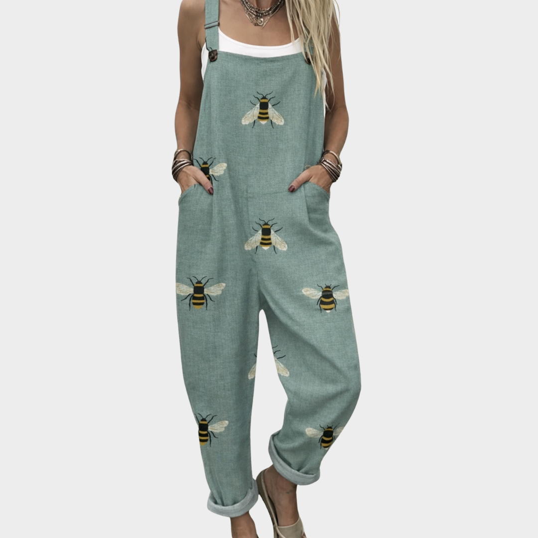 Pantalon à bretelles imprimé et confortable