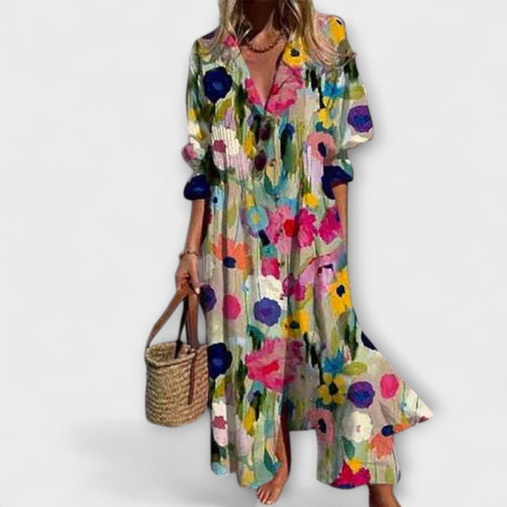 Lila - Robe Maxi Flatteuse avec Couverture du Ventre