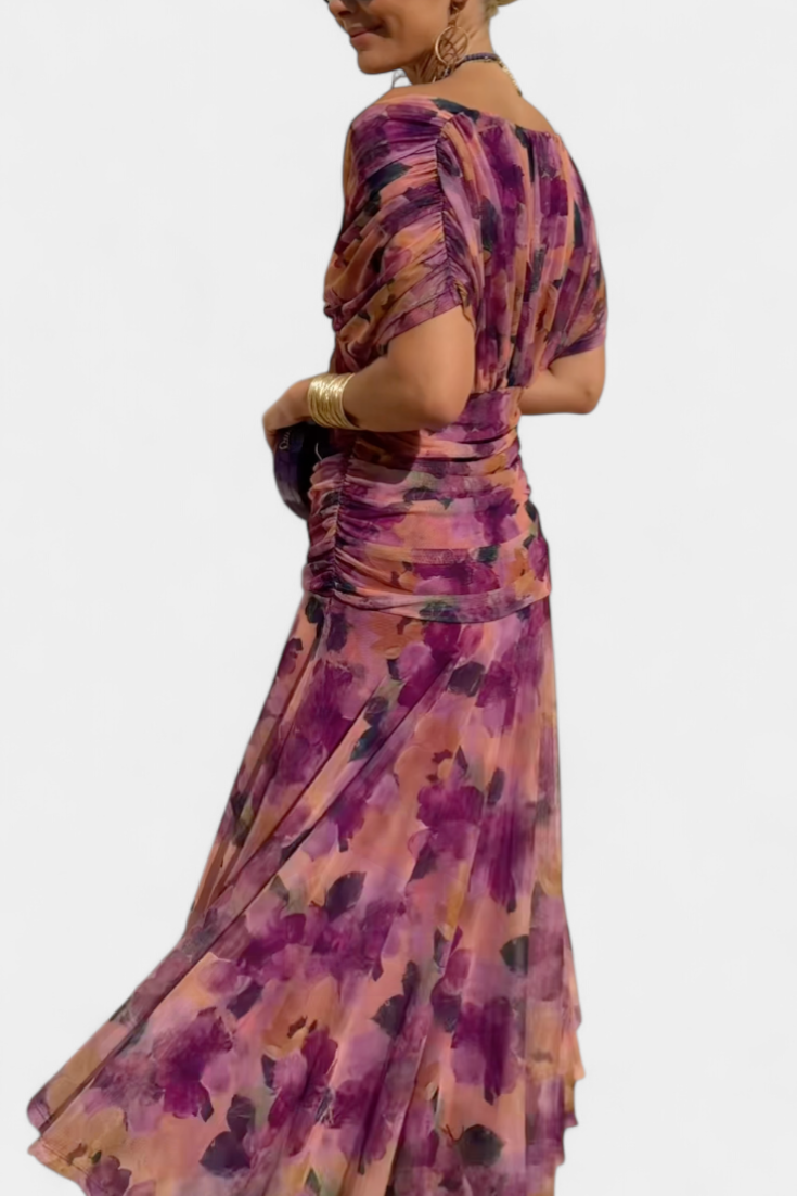 Robe Florale Longue Alondraa™ avec Décolleté en V