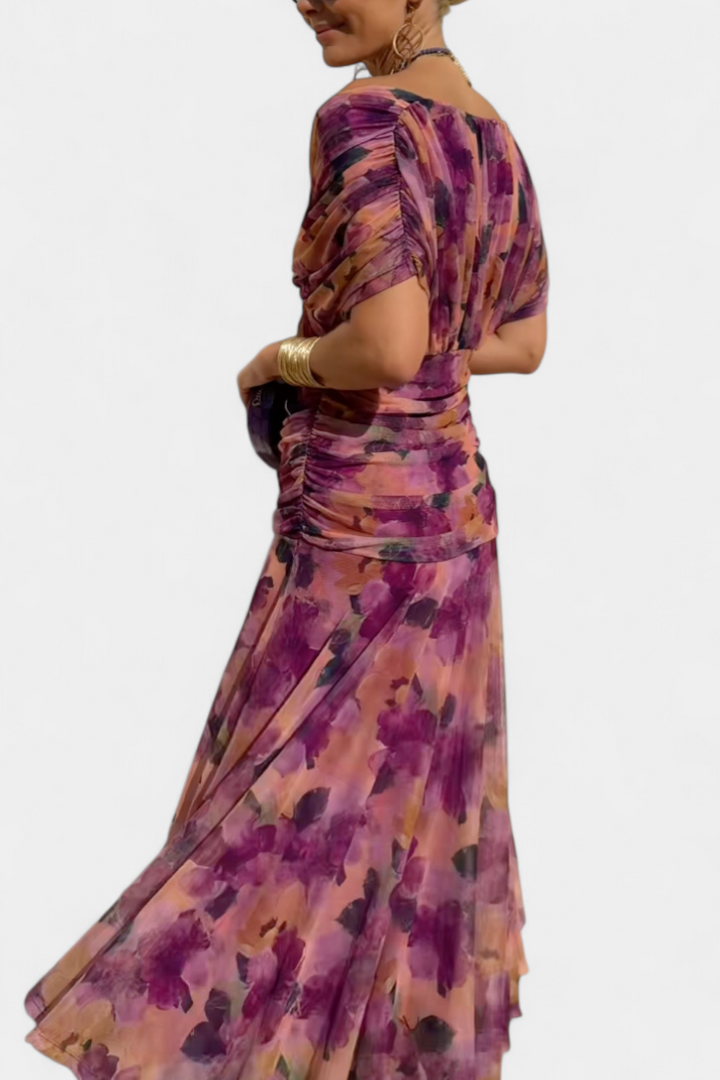 Robe Florale Longue Alondraa™ avec Décolleté en V