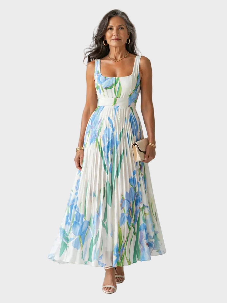 Oriah robe maxi A-ligne florale femme – silhouette flatteuse romantique – Aveline Lyon