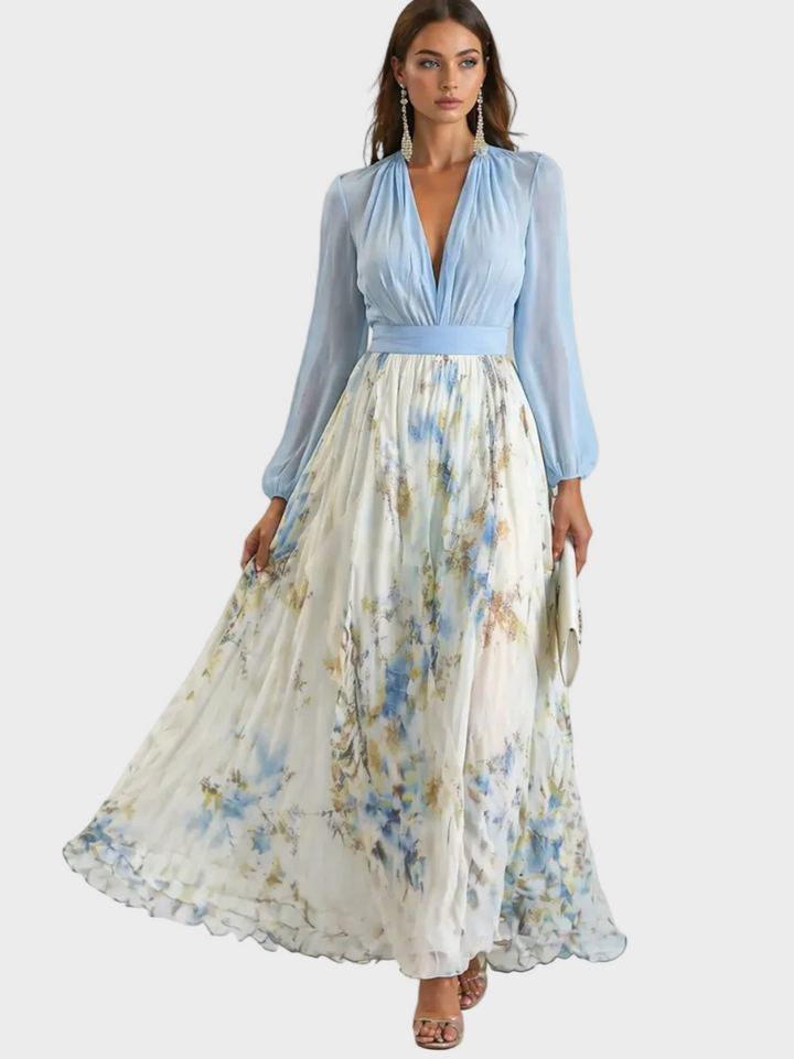 Emma robe maxi florale femme – style romantique et élégant – Aveline Lyon