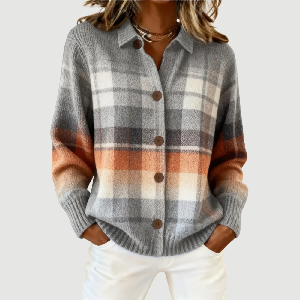 ELENA | BLOUSE EN MAILLE À CARREAUX