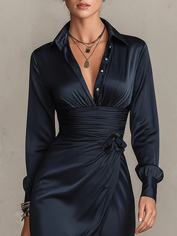 Marielle™ | Robe Mini Satinée avec Détail Nœud