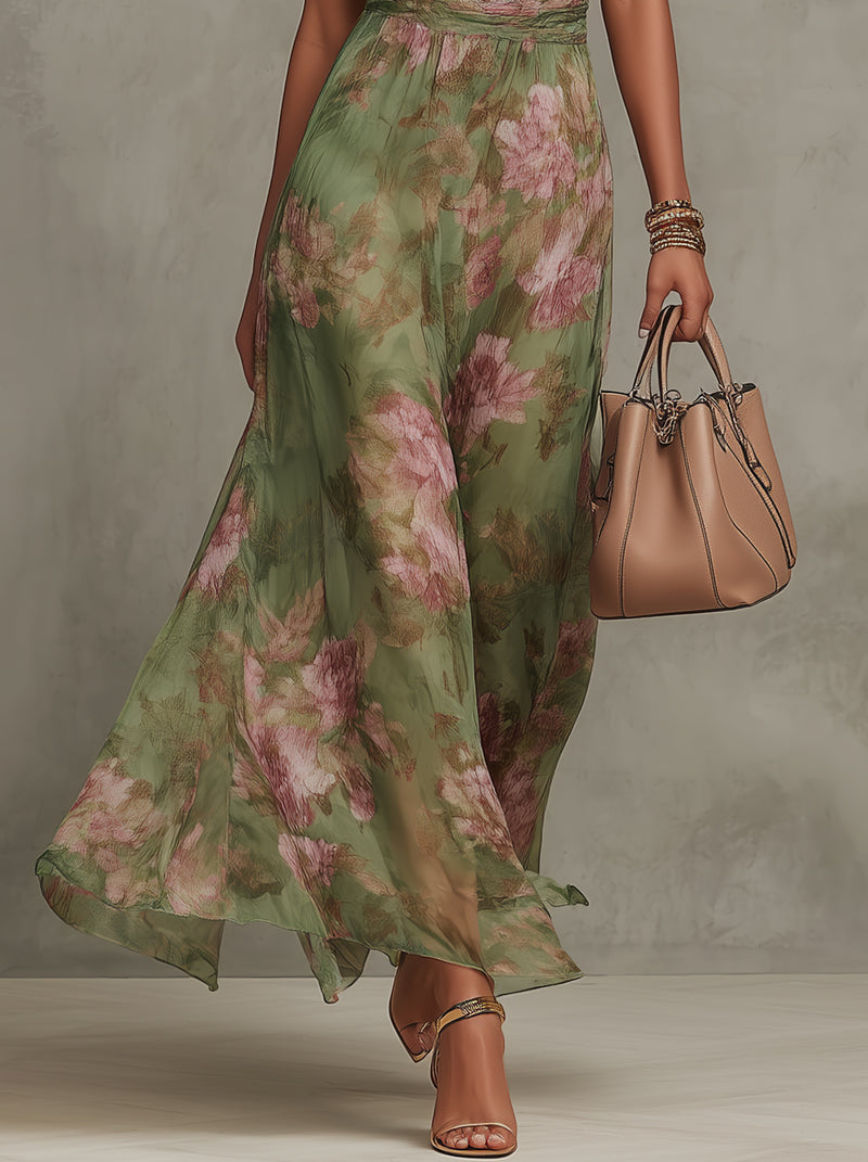 Chloé - Robe Maxi Halter Florale Élégante
