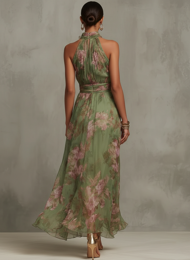 Chloé - Robe Maxi Halter Florale Élégante
