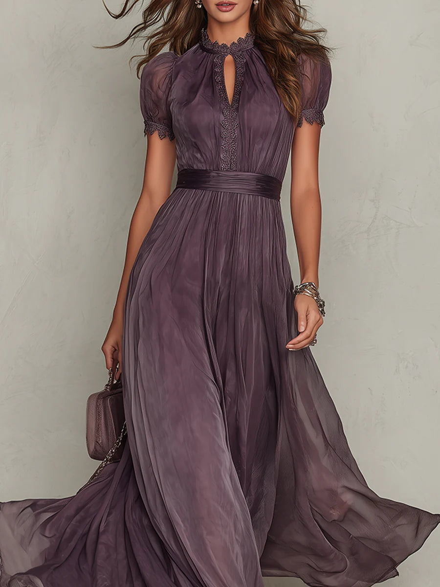 Hélène - Robe Maxi Chiffon Vintage Élégante