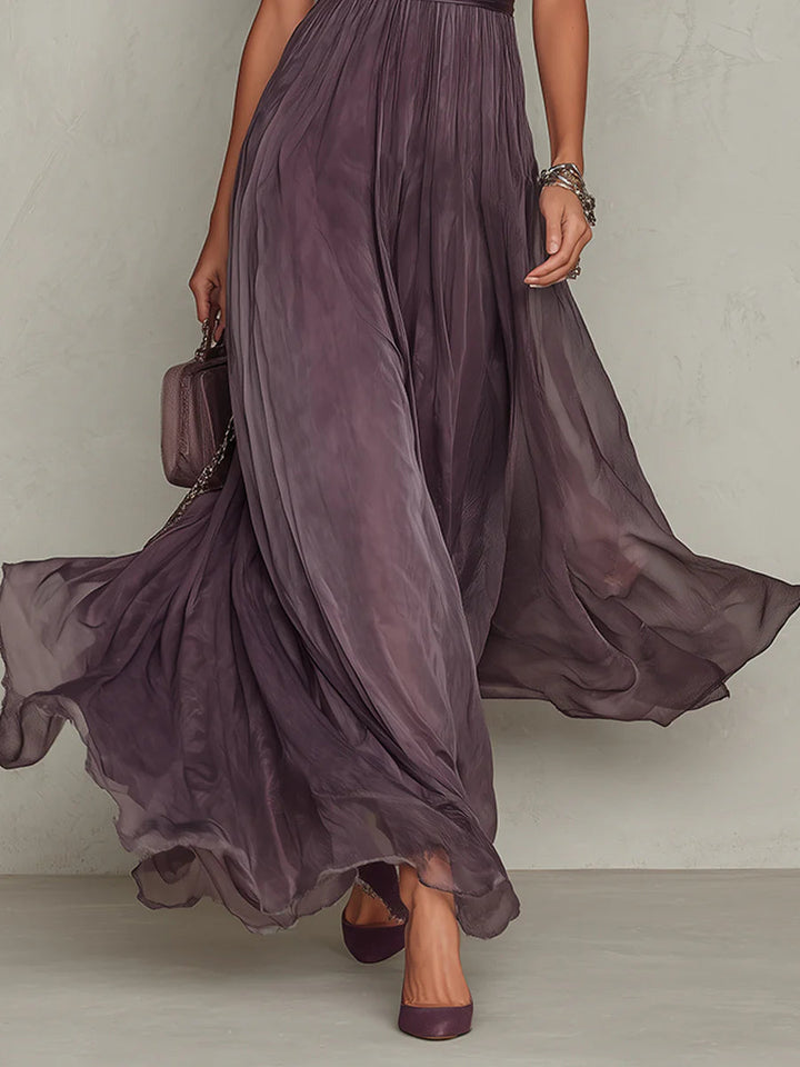 Hélène - Robe Maxi Chiffon Vintage Élégante