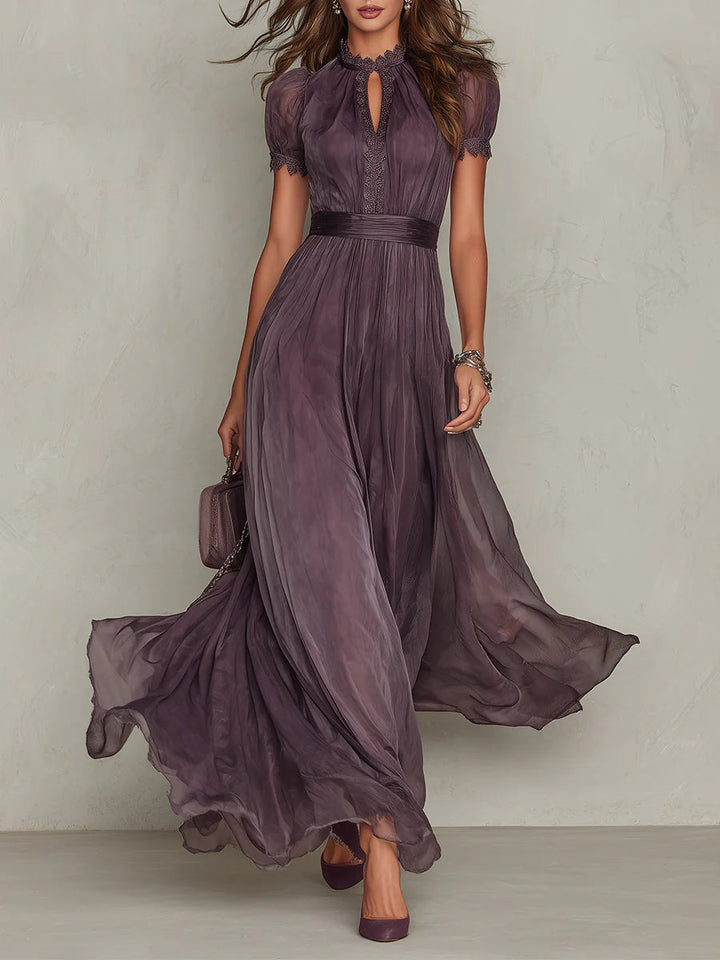 Hélène - Robe Maxi Chiffon Vintage Élégante
