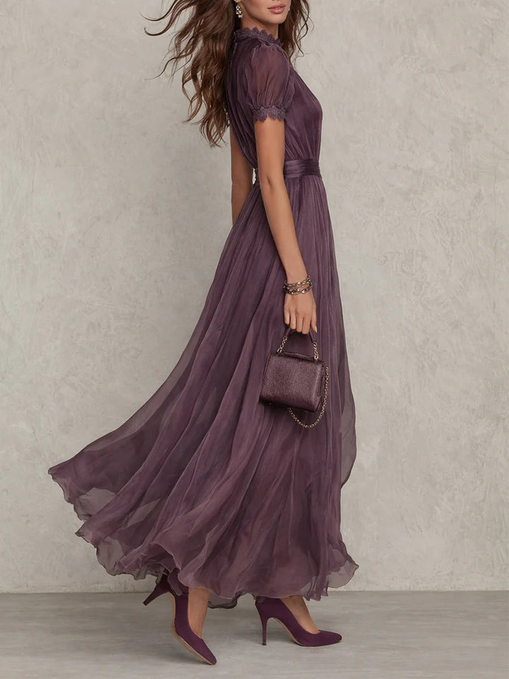 Hélène - Robe Maxi Chiffon Vintage Élégante