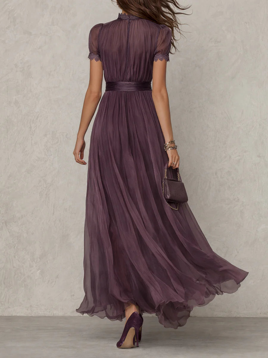 Hélène - Robe Maxi Chiffon Vintage Élégante