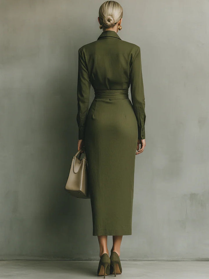 Noëlle™ | Maxi Robe en Vert Olive