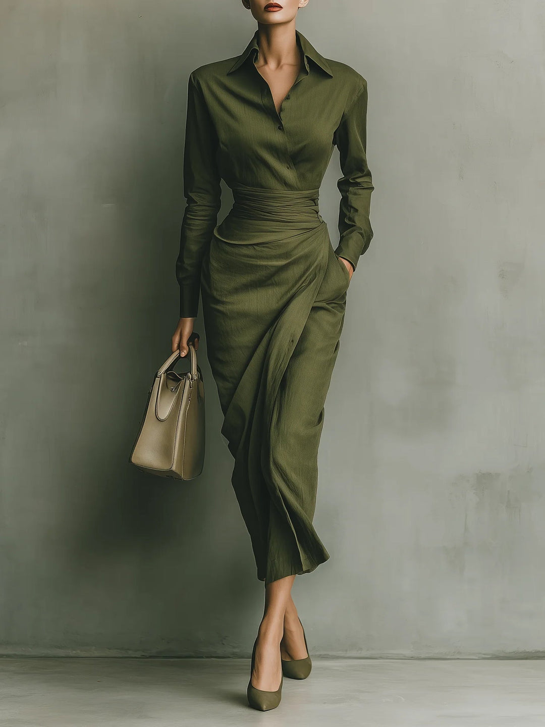 Noëlle™ | Maxi Robe en Vert Olive