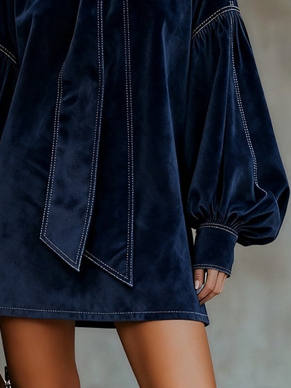 Lunori™ | Valentina – Robe Mini en Velours avec Nœud