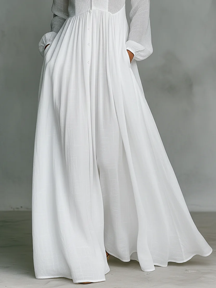 Léonie™ | Robe Maxi Minimaliste avec Col Montant