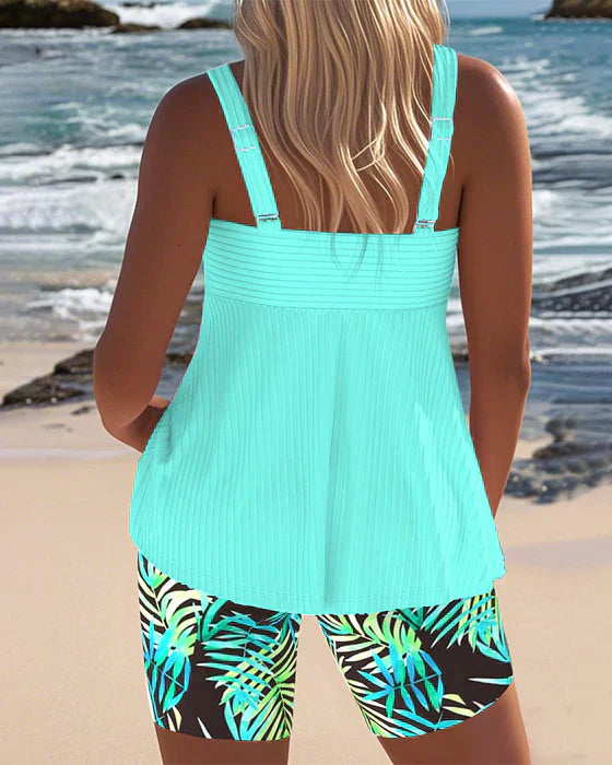 Daphne | Short de Tankini à Rayures Lumineuses