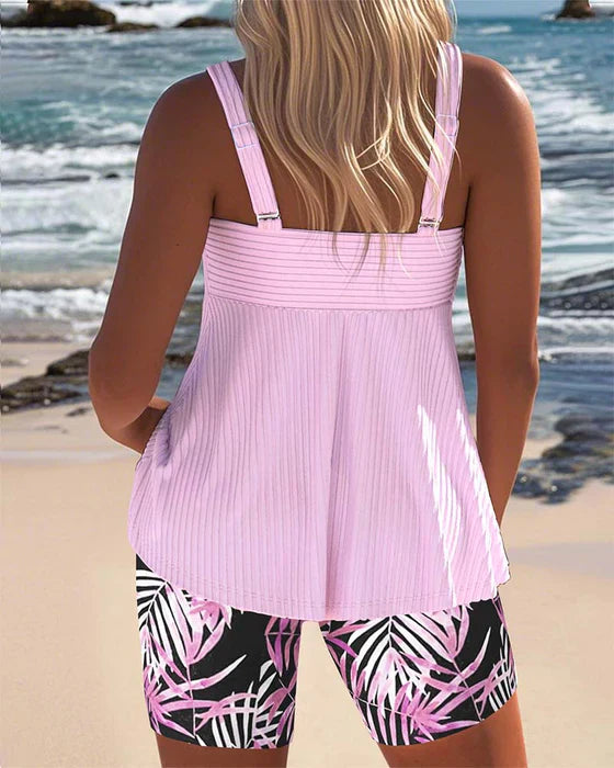 Daphne | Short de Tankini à Rayures Lumineuses