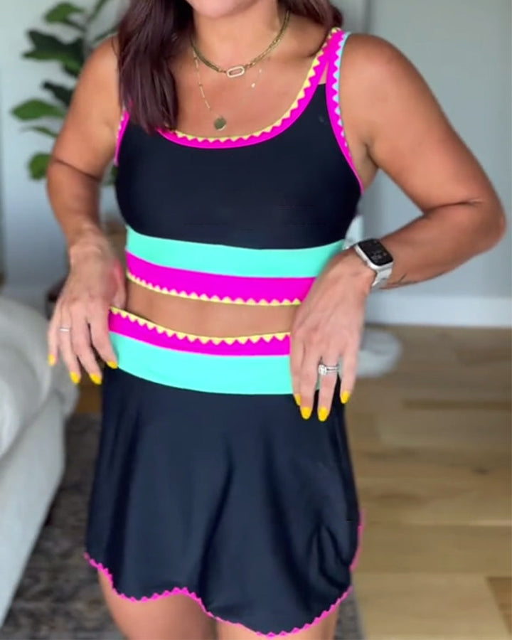 Myra maillot de bain trois pièces color block femme – look moderne tendance – Aveline Lyon