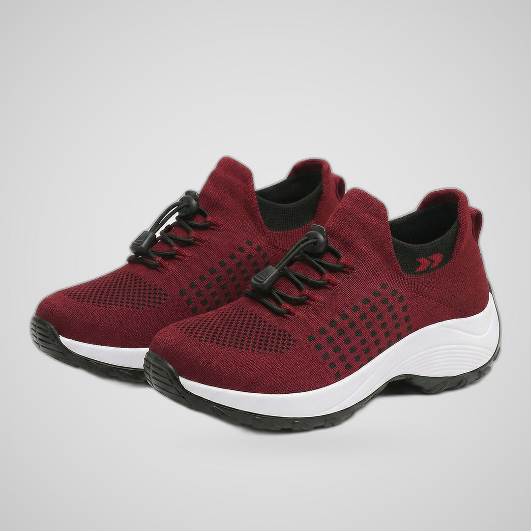 Chaussures Orthopédiques Ambulo en Tissu Tricoté - Noir Rouge