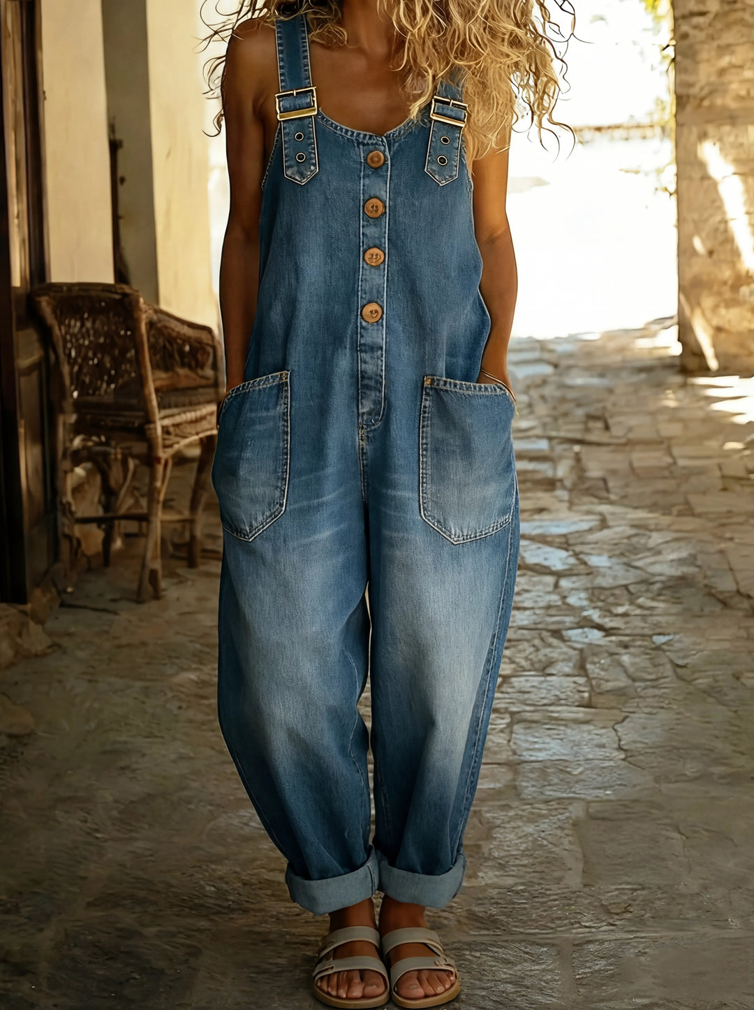 Jade™ - Salopette en jean décontractée avec boucles réglables
