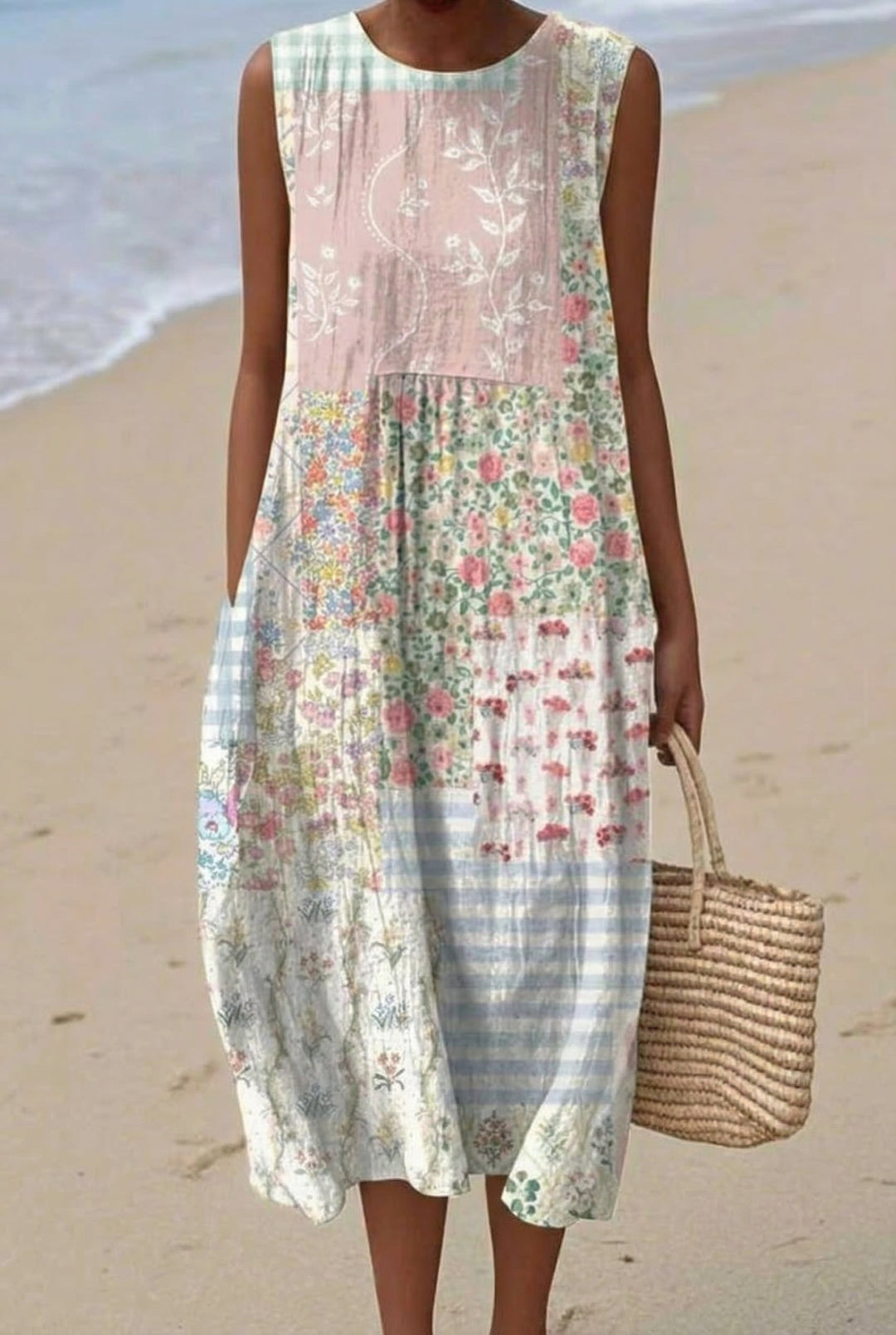 Jardin | Robe Midi Patchwork Floral Doux