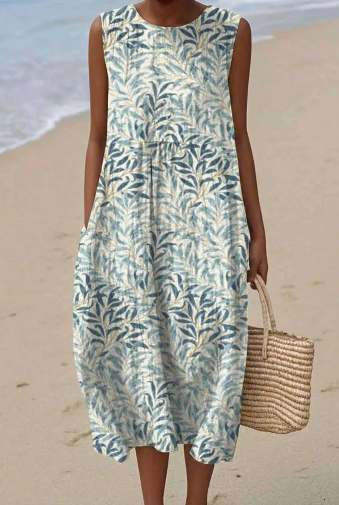 Tropique | Robe Midi Feuillage d'Été