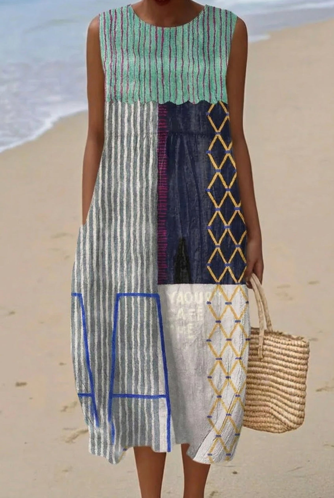 Nomade | Robe Midi Patchwork Éclectique