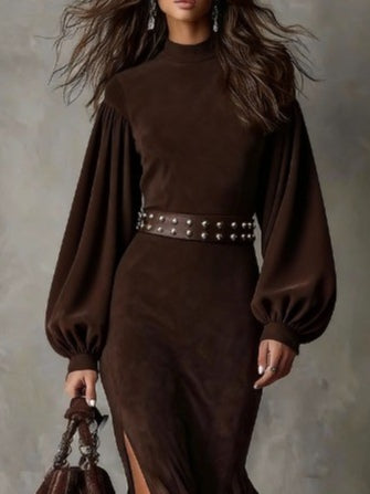 Lunori™ Harriet | Robe Midi en Suède Vintage