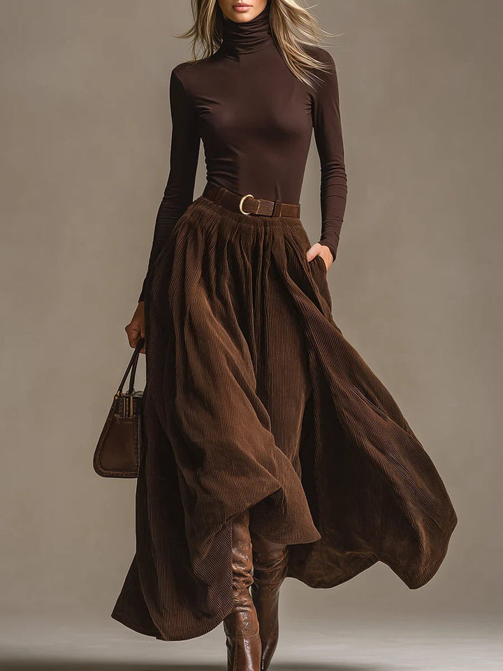 Lunori™ | Ensemble Aveline en Deux Pièces (Col Roulé & Jupe Maxi)