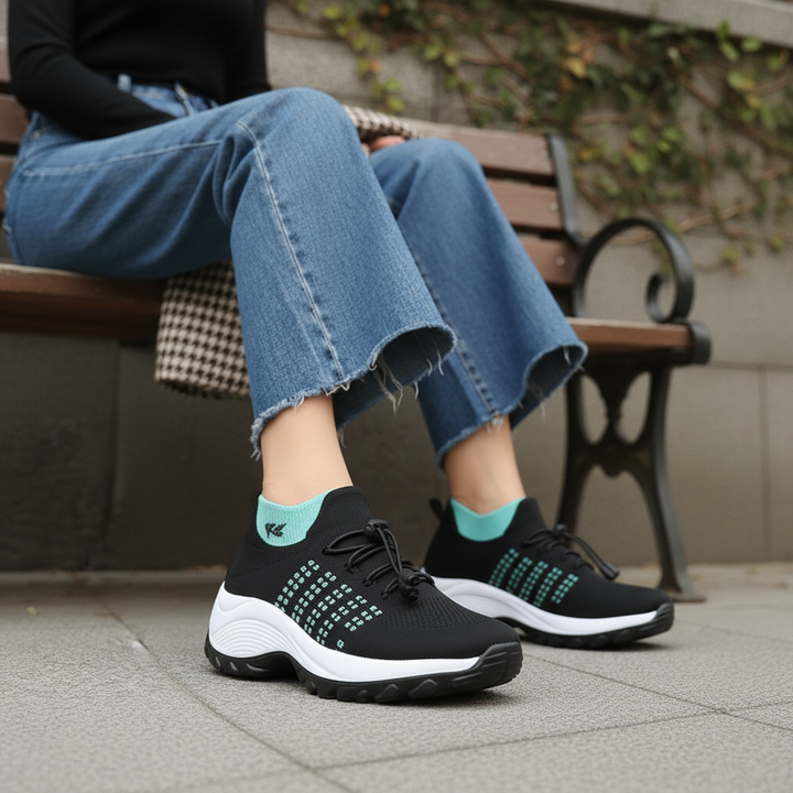 Chaussures Orthopédiques Ambulo en Tissu Tricoté - Vert Noir