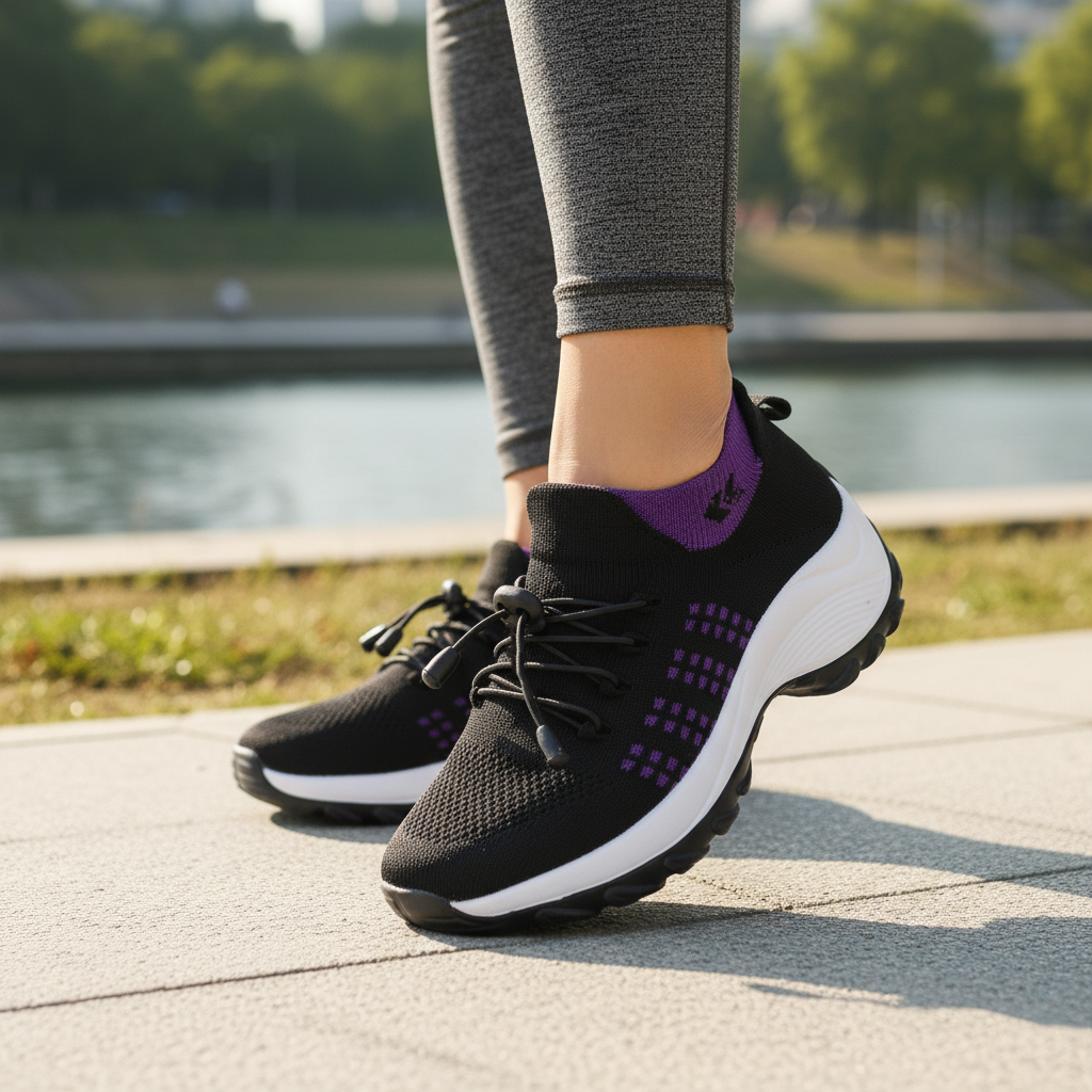 Chaussures Orthopédiques Ambulo en Tissu Tricot - Violet Noir
