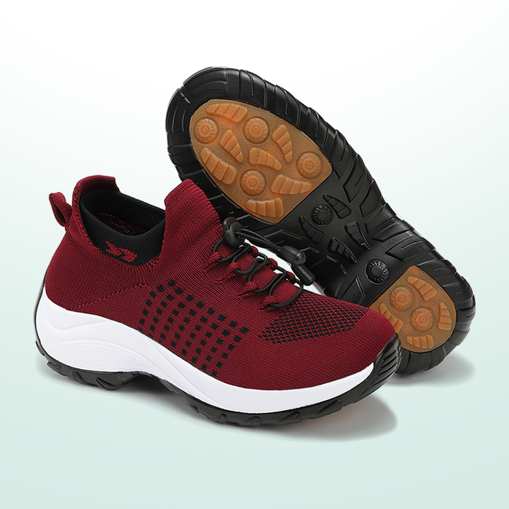 Chaussures Orthopédiques Ambulo en Tissu Tricoté - Noir Rouge