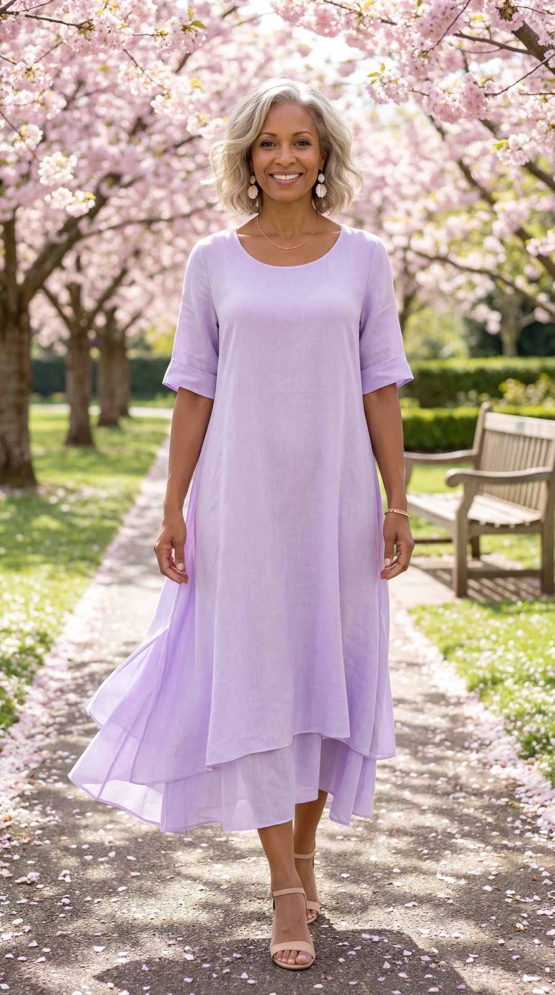 Léa - Robe midi fluide à volants légers